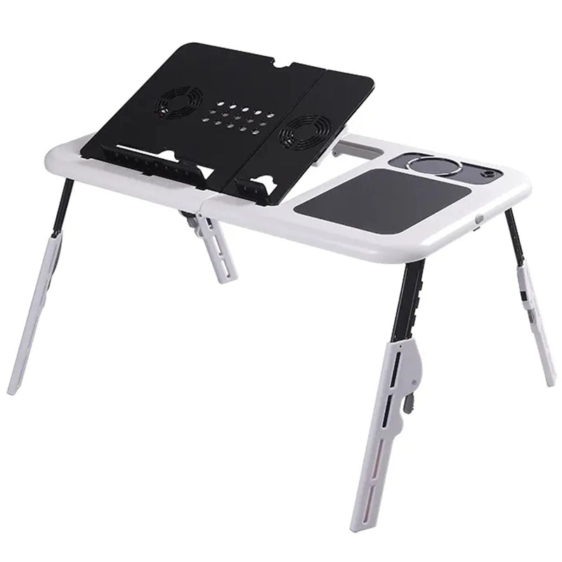 Table Support for Notbook With Cooler and Mousepad Notebook Table Folding and Adjustable Bed and Sofa Support with USB Ventilation