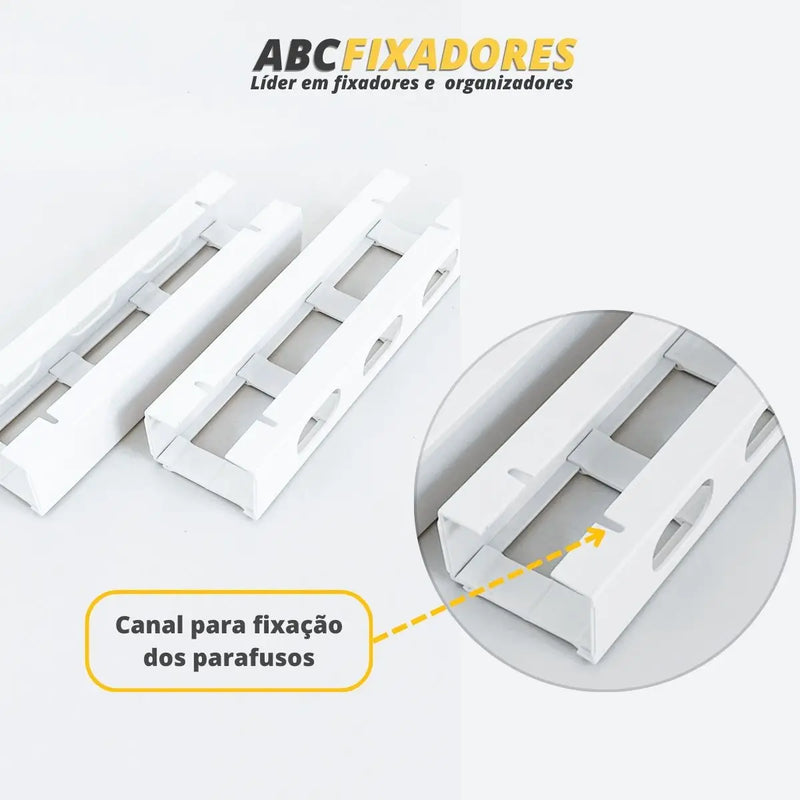 Cabo guia modulado (0,5 metros) com organizador de fios. Fácil de organizar, inclui fixador de cabo com dupla face e opção de fixação aparafusada.