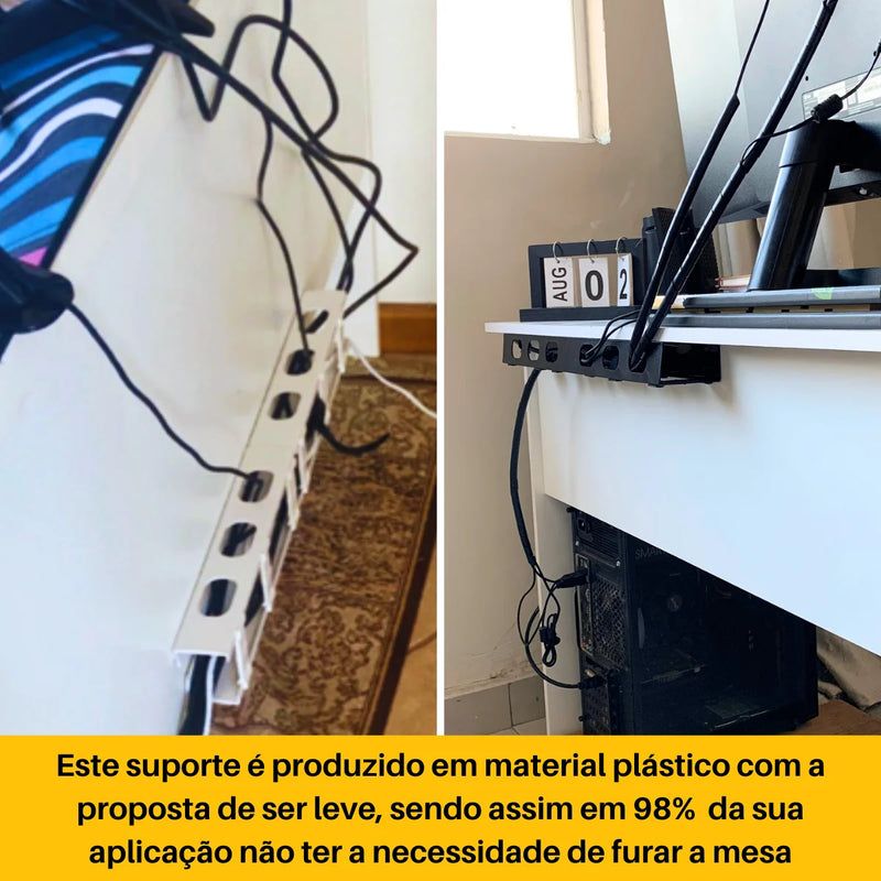 Cabo guia modulado (0,5 metros) com organizador de fios. Fácil de organizar, inclui fixador de cabo com dupla face e opção de fixação aparafusada.